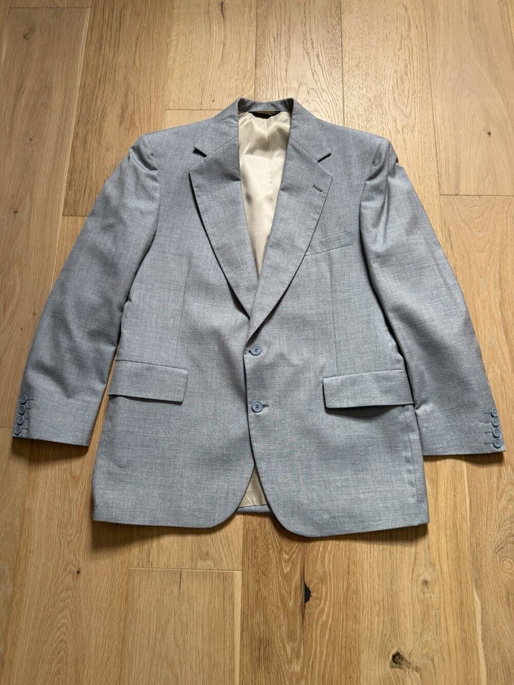 Vintage 90s Strathmore Blazer 44R Blue Tweed Sport Coat Made In USA Suit Jacket